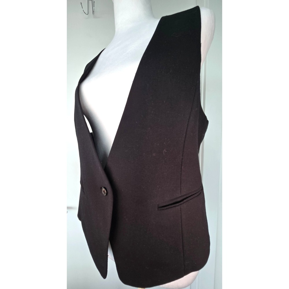Zara Suit Vest Classic Black Label V neck Wool W's Sz XL Minimalist Quiet Lux - Picture 4 of 13